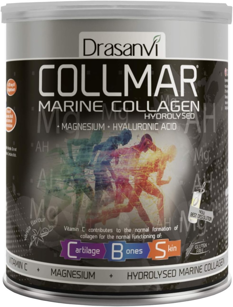 Drasanvi Collmar Hydrolyzed Marine Collagen Magnezyum with Toz 300g / 10.58 / on Vanilla Flavor - Sağlıklı Bir Cilt Kartı ve Bones - Mini Tiredness ve Fatigue Yardım