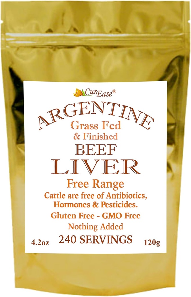 CurEase Beef Liver Toz - Arjantin Grass Fed & Bitti - Yıkılmamış - 4.2 oz 240 Hizmet