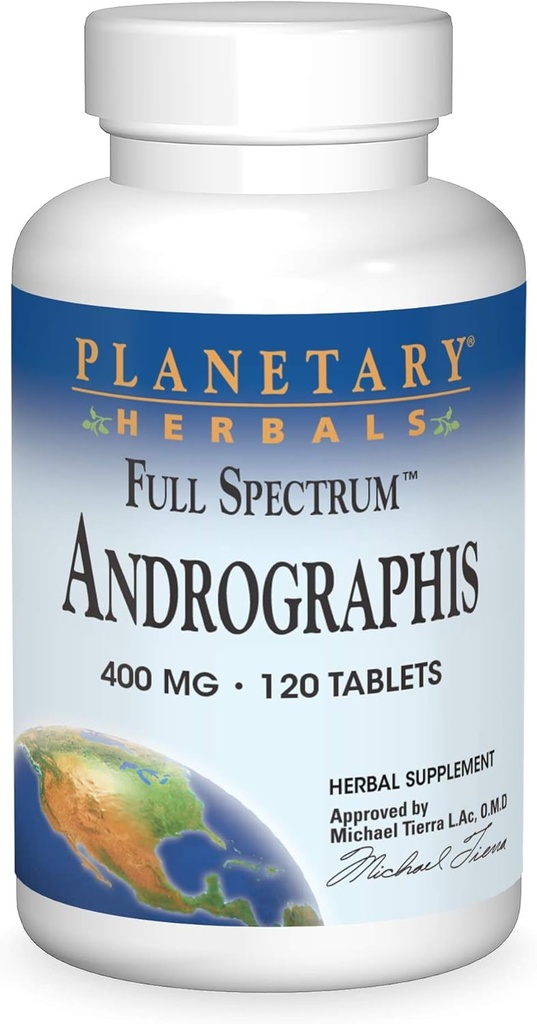 Gezegensel Herbals Full Spectrum Andrographis 400 mg Sağlıklı Digestive, Cardiovascular & Unrinary Systems - Sağlıklı Canlı ve Immune Function - Ayurvedic Herb - 120 Tabletler