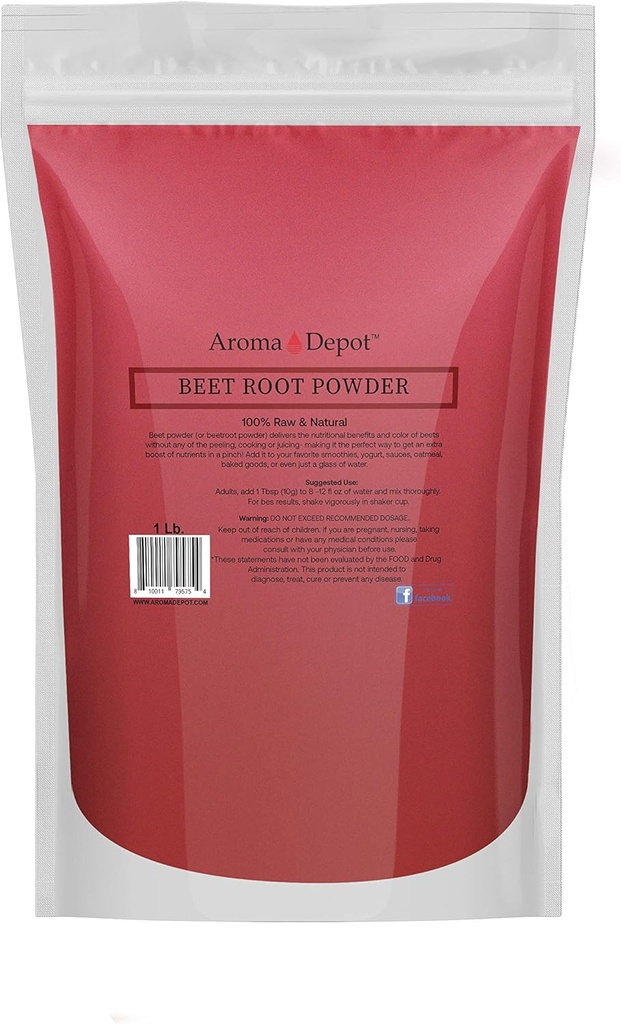 Beet Root Toz 1 lb. by Aroma Depot Raw & Non-GMO I Vegan & Gluten Free I Nitric Hoffman I Boost Stamina and Arts Energy Immune System (28) I% 100 Natural Natural