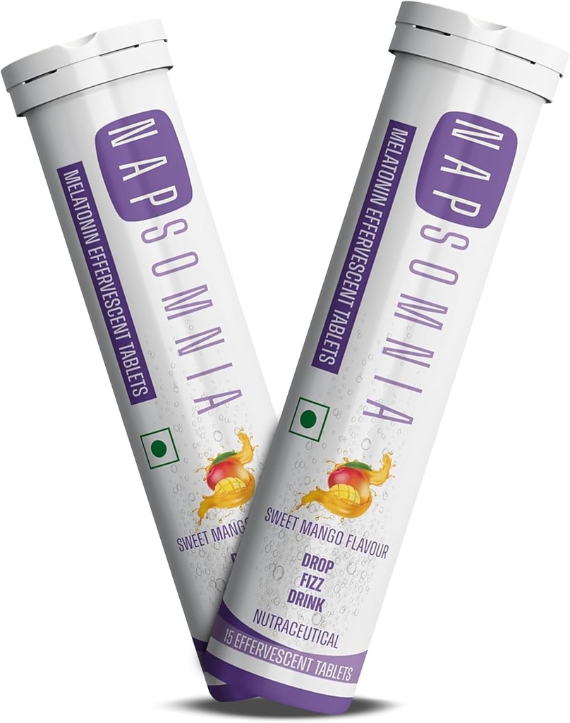 Melatonin Effervescent Tabletleri (Sweet Mango, 30 Kont) – Dissolvable Melatonin Capsules w/ L-Theanine, Chamomile, & More - Sleep Aid Supplement for Yetişkinler - Vegan, Non GMO Melatonin Supplement