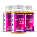 Vitamatic Follic Acid Gummies 1000 mcg (1 mg) - μια απαραίτητη προγεννητικές βιταμίνες για τη μαμά & το μωρό - βιταμίνη Β9-120 Vegan Gummies (1)