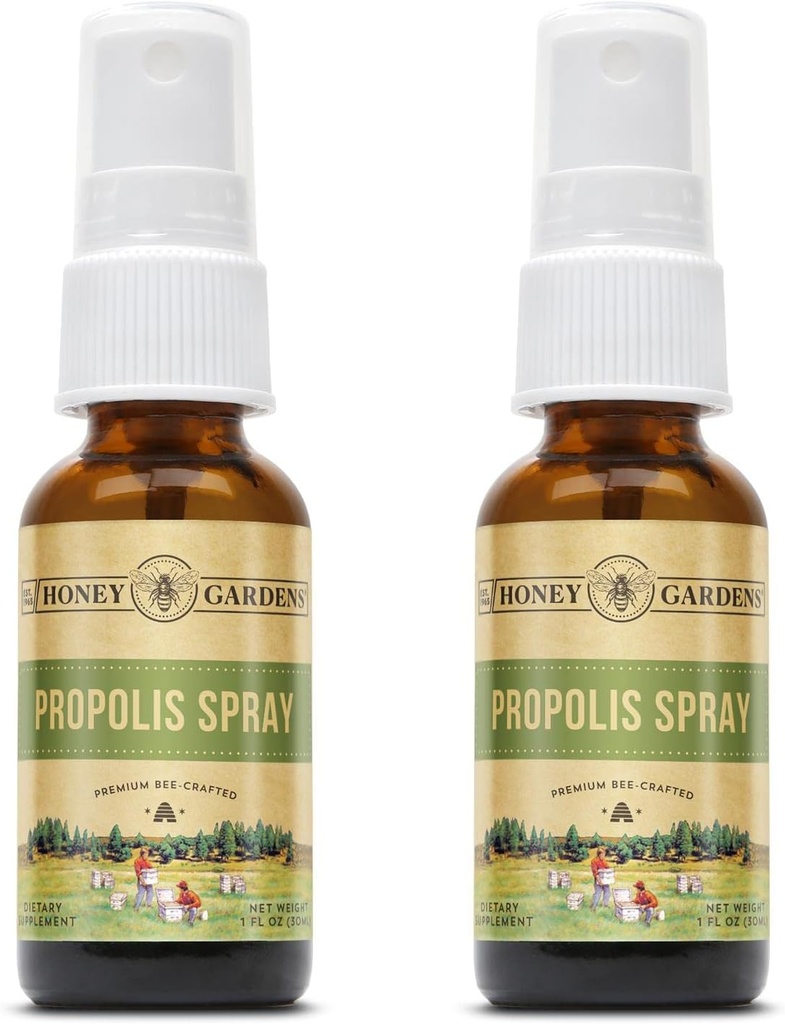 Honey Gardens Bee Propolis Throat Mix | with Apiterapi Raw Honey, Licorice Root and Usnea | 50 Hizmet | 1 Fl Oz | 2 Paket