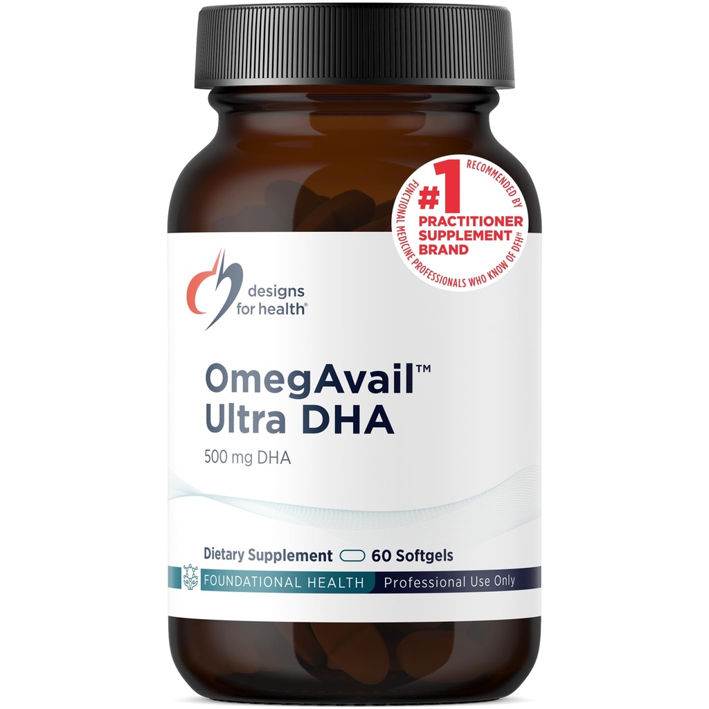 Health OmegAvail Ultra DHA için tasarımlar - Yüksek derecede Yoğun DHA Triglyceride Fish Oil, TG Fish Oil 500 mg DHA + 100 mg EPA - No Fishy Aftertaste (60 Softgels)