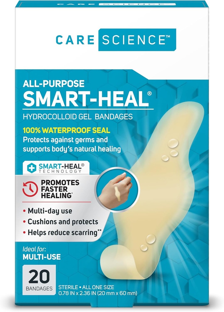 Sağlık Bilimi Akıllı Heal All-Purpose Hydrocolloid Gel Bandajları, 20 ct |% 100 Suktur, Yara Bakımı veya Fısıltıları Azaltıyor, Yara Bakımı veya Fırslar için