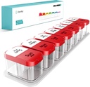Daviky Extra Large Pill Organizer 2 Times a Day, Am Pm Pill Organizer 7 Gün, Pill Box 7 Günlük Tıp Vitamini ve Yaşlılar Için Yazılması Günü (Red)