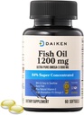 DAIKEN Mini Balık Yağı 1200 mg, rTG Omega 3 1000 mg, 60 Softgels, Yüksek Apsiyon ve Burpless Balık Yağı Sağlıklı Kalp, Beyin ve Kuru Gözler Desteği
