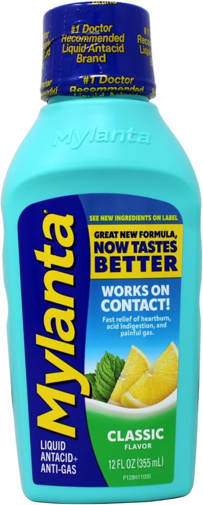 Mylanta Antacid and Gas Relief, Maximum Strength Formula, Classic Flavor, 12 Akışkan Ounce