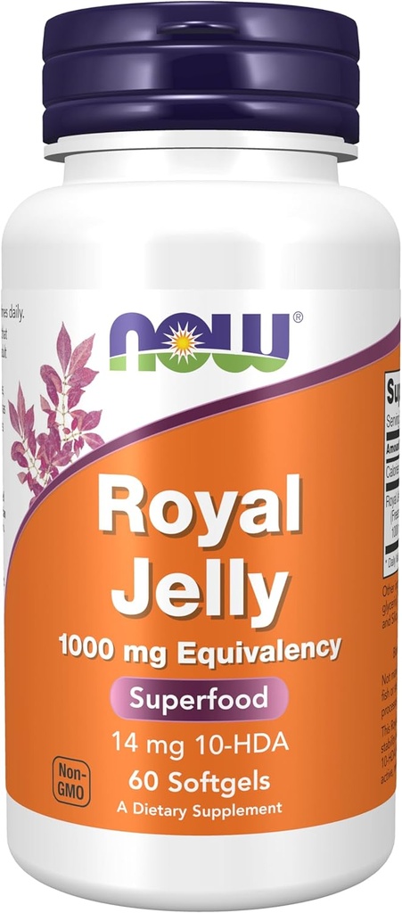 Şimdi Gıdalar Tamamlar, Royal Jelly 1000 mg with 10HDA (Hydroxy-D-Decenoic Acid), 60 Softgels