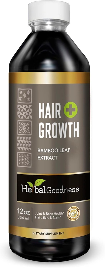 Hair Growth Plus 12oz - Bamboo Hair Product with Collagen, Keratin and Vitamins for Women and Men - Healthy Hair, Skin and Nails - 1 Bottle