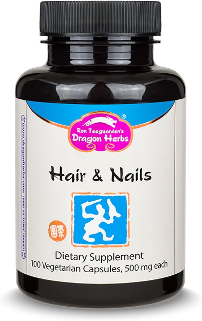 Dragon Herbs Saç ve Çiçeği | Saçları, Nailları, Sağlıklı Ağlamayı Desteklemek için Bütün Doğal Supplement ve Circulation | All Natural Materialss, Non-GMO (100 Capsules, 500 mg Per Capsule)