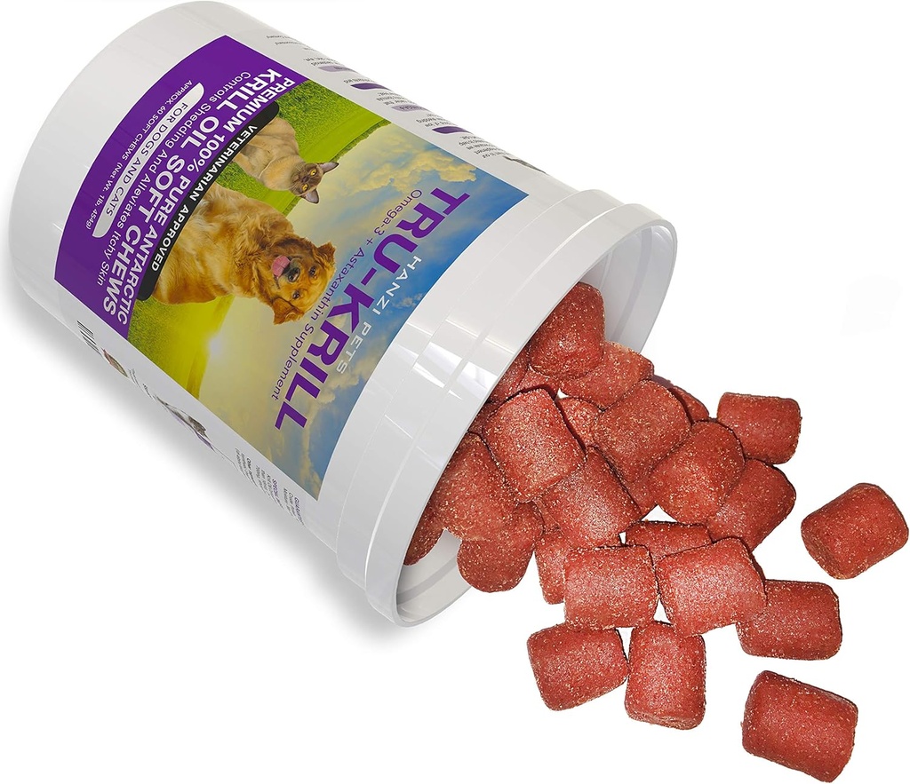 # 1 Premium Antarktika Krill Oil Yumuşak Chews for Dogs | Omega 3 | Astaxanthin | Vitamin E | Skin ve Coat | Low Allergen | Low Calorie | cGMP sertifikalı | ABD'de Yap | 60 Savory Soft Chews
