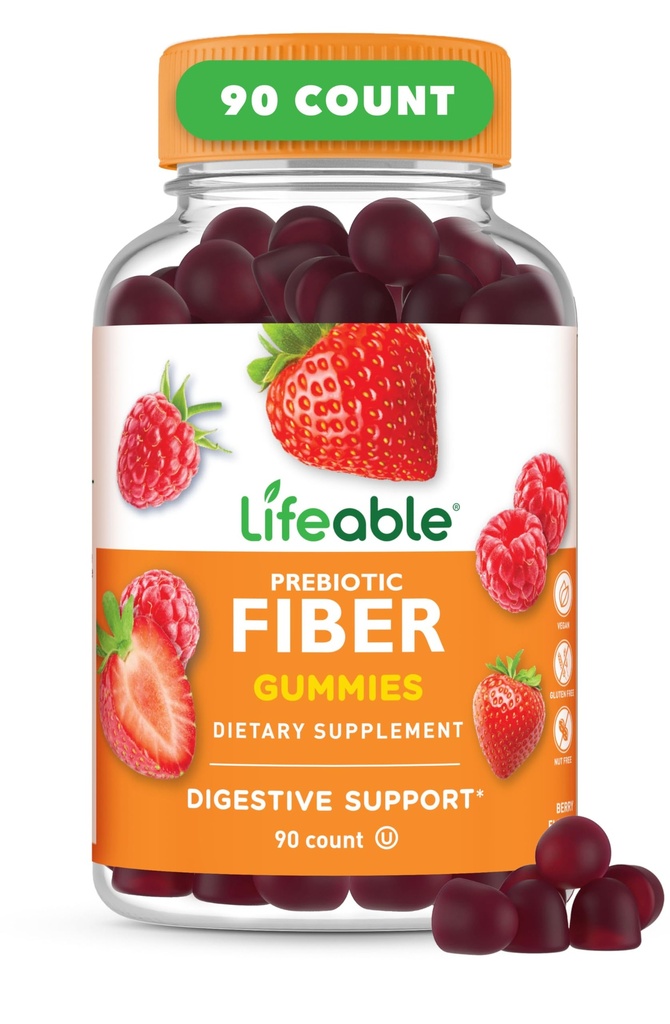 Lifeable Prebiyotik Fiber Gummies for Yetişkinler | 5g | Great Tasting Fiber Supplement Gummies | Prebiyotik Gummies for Digestive Health | High Fiber Gummies for Women, Men | 90 Gummies