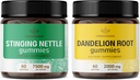HERBAMAMA Nettle ve Dandelion Kit - 7500 mg Sting Nettle & 2000 mg Dandelion Root Gummies - Vegan, Non-GMO, Gelatin-Free - 2 Pack