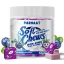 Demir Soft Chew Supplement ile C | Blueberry Flavored | Gluten Free | Kadın Erkek ve Çocuklar için Demir Supplement | 60 Kont | 2 Ay Supply