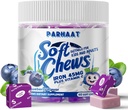 Demir Soft Chew Supplement ile C | Blueberry Flavored | Gluten Free | Kadın Erkek ve Çocuklar için Demir Supplement | 60 Kont | 2 Ay Supply