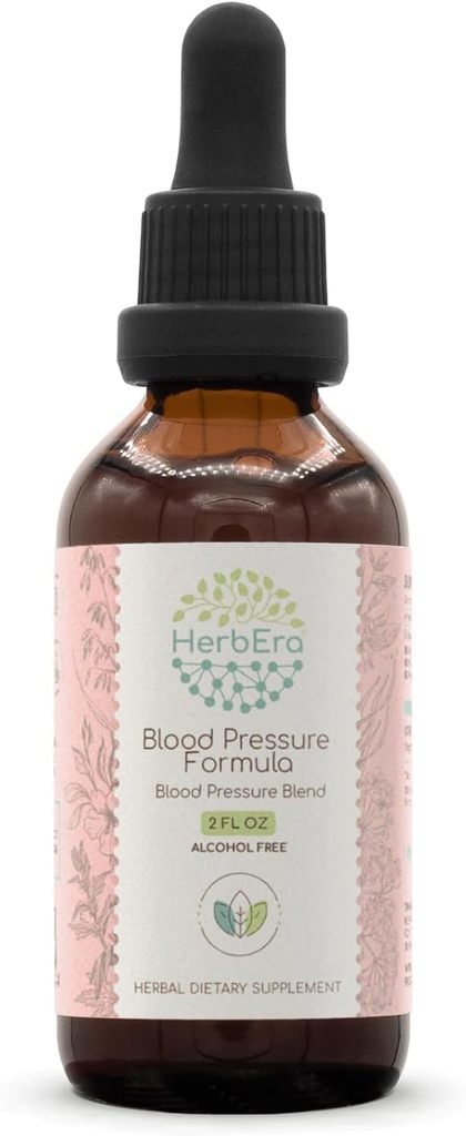 HerbEra Kan basıncı Formula B60 Alkol Özgür Türlü: Hawthorn Leaf, Motherwort Herb, Cayenne Pepper, Hibiscus Flower, Spirulina. Kan basıncı 2 Fl Oz