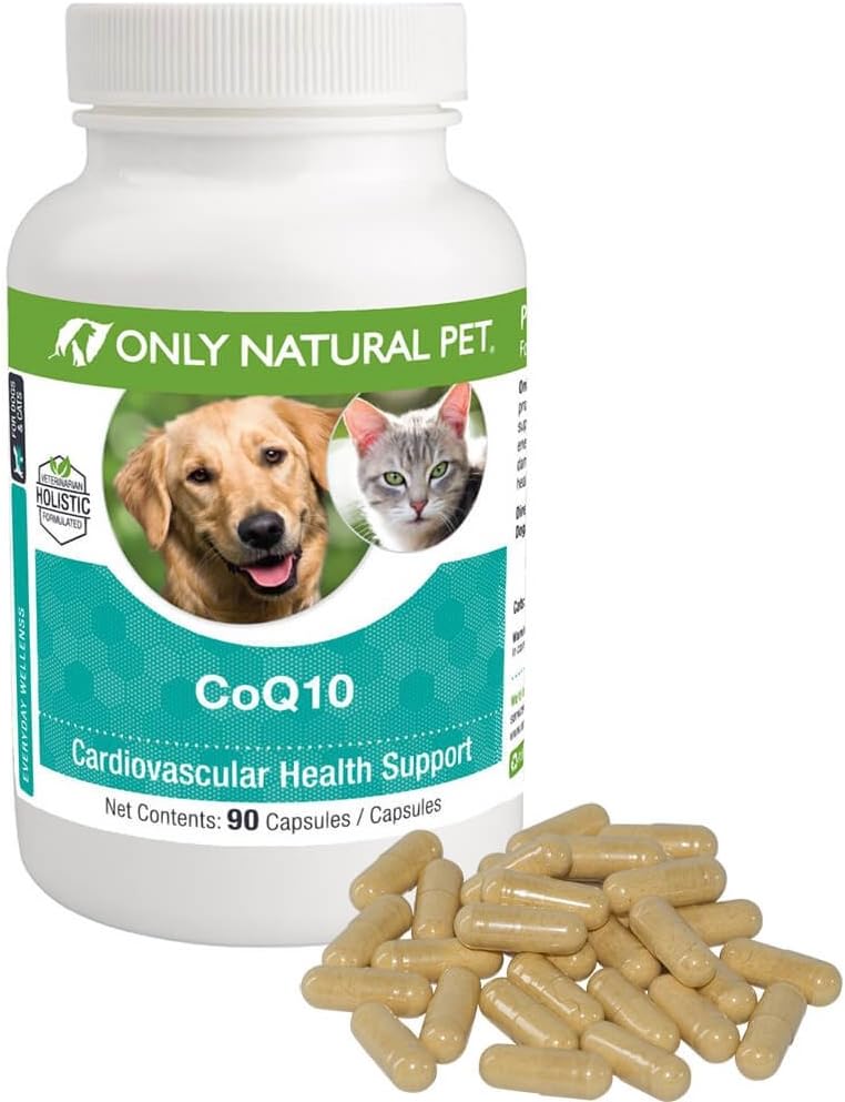 Sadece Doğal Pet CoQ10 Capsules for Dogs & Cats – Coenzyme Q10 Ubiquinone Supplement – Helps maintain Vitality, Energy & General Well-Being – 90 Count Count Count