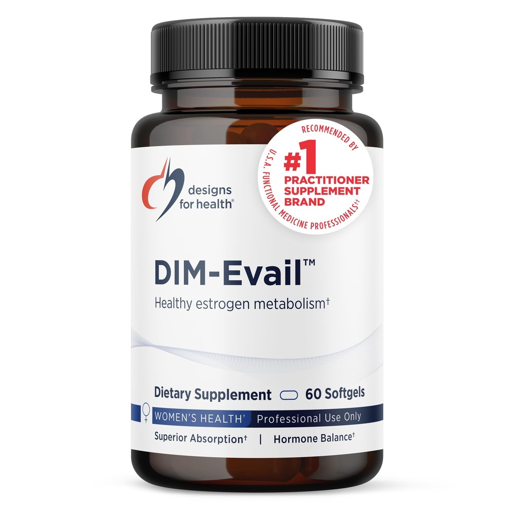 Sağlık DIM-Evail için tasarımlar - 100 mg Diindolylmethane Supplement - Geliştirilmiş Absorpsiyon Teknolojisi DIM Supplement - Sağlıklı Estrogen Metabolism - Gluten Free + Non-GMO (60 Softgels)