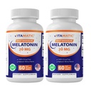 Vitamatic 2- Πακέτο Υψηλής Ικανότητας Μελατονίνη 20 mg – 60 Δισκία ταχείας διάλυσης Σύνολο ταχείας δράσης Υποστήριξη ύπνου – Φυσικό μούρο Γεύση Χορτοφάγα