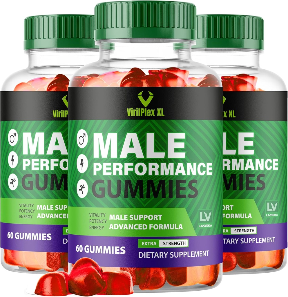 LIVORKA (3 Pack) VirilPlex XL Gummies, 3 Ay için 180 Gummies