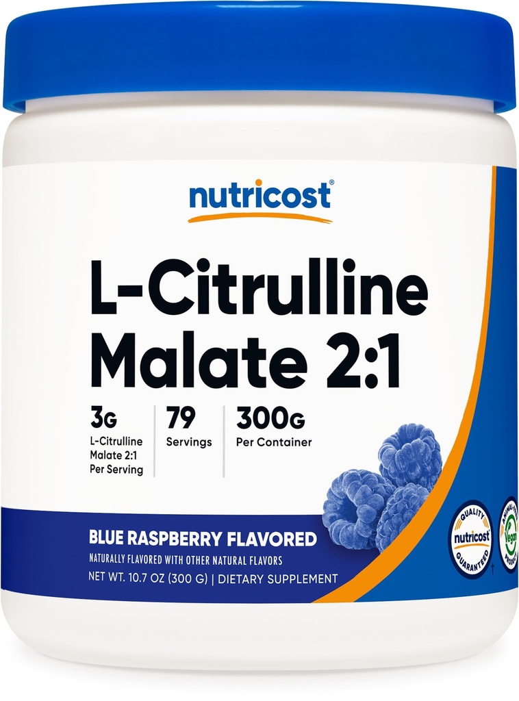 Nutricost L-Citrulline Malate 2:1 (300 Grams) (Mavi Raspberry)