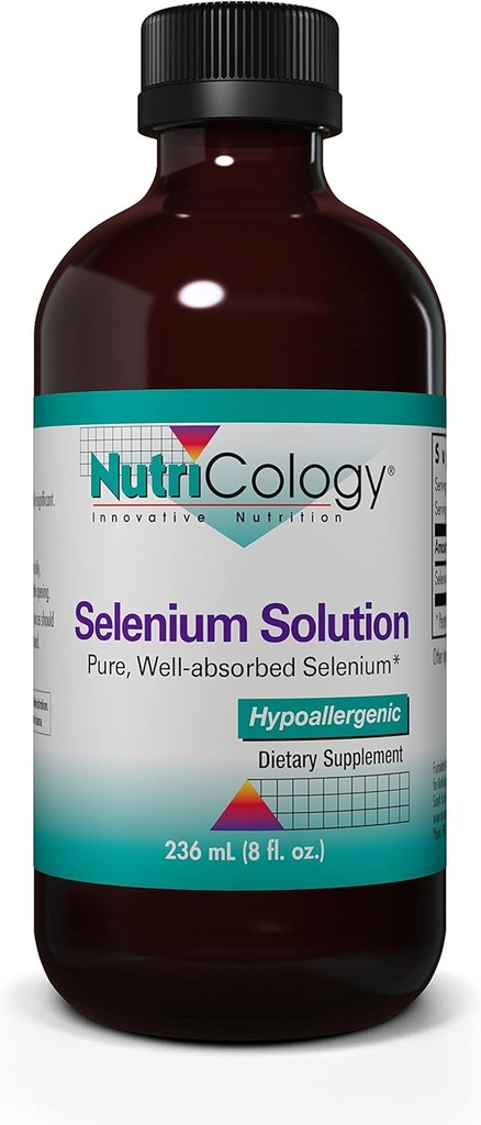 Nutricology Selenium Çözümü - Well-Absorbed Selenium Liquid, Pure Selenite, Tiroid Desteği, Antioksis, 100 mcg Supplement, hipoallergenic - 8 Fl Oz