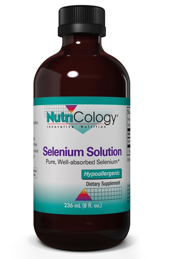 Nutricology Selenium Çözümü - Well-Absorbed Selenium Liquid, Pure Selenite, Tiroid Desteği, Antioksis, 100 mcg Supplement, hipoallergenic - 8 Fl Oz