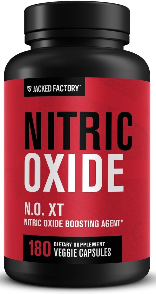 Jacked Factory N.O. XT Nitrik Çimento Supplements for Men w/Nitrosigine L Arginine L Citrulline Supplement for Muscle Pumps & Vascularity - Pre Workout Nitrik Oksit & Muscle Builder - 180 Caps