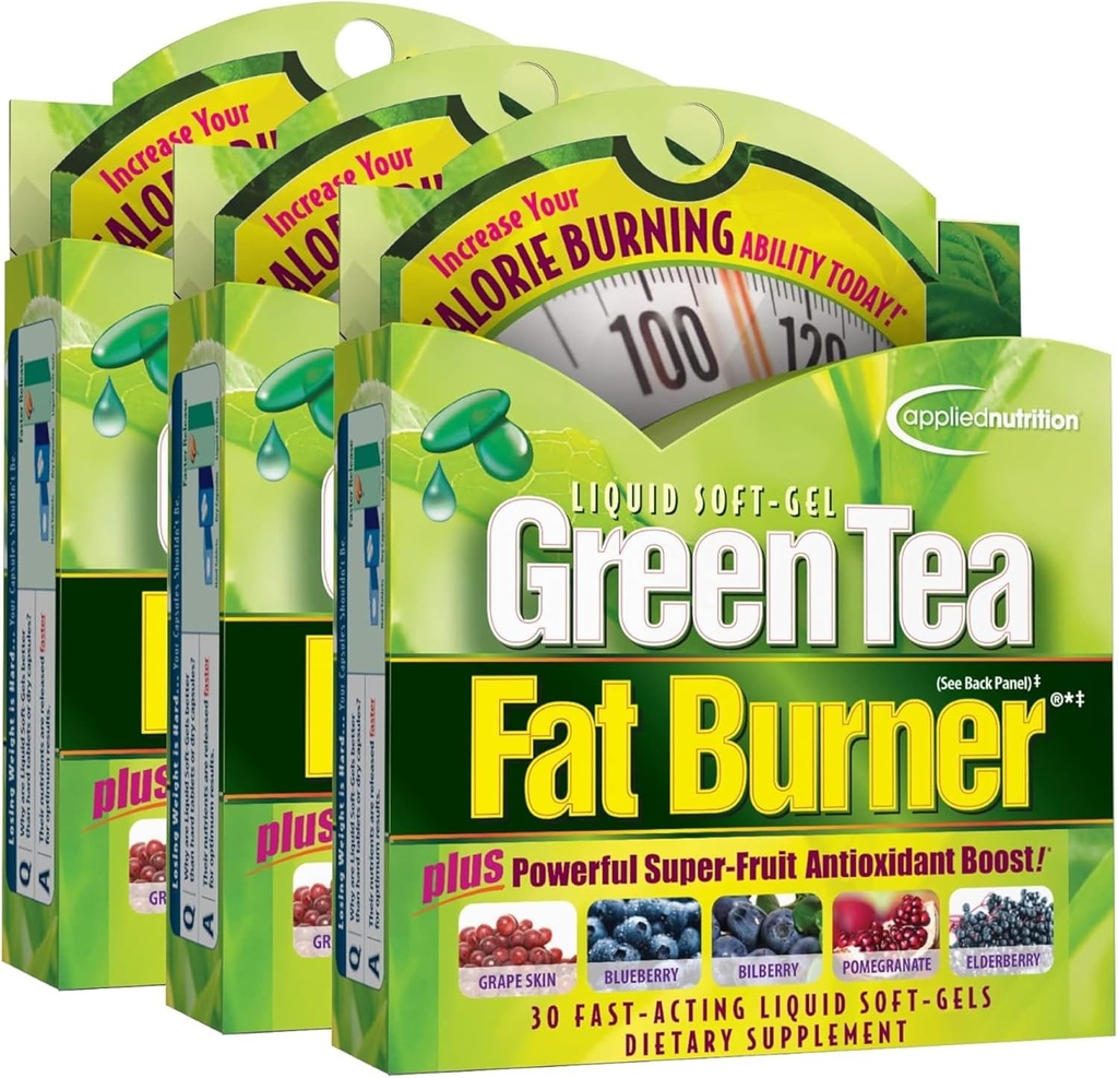 Uygulamalı Beslenme Green Tea Fat Burner - 30 Sıvı Yumuşak-Gelişme, 3 Paket - Calorie Yakma ve Malzeme Güçlü Antioksis - 45 Toplam Hizmetler
