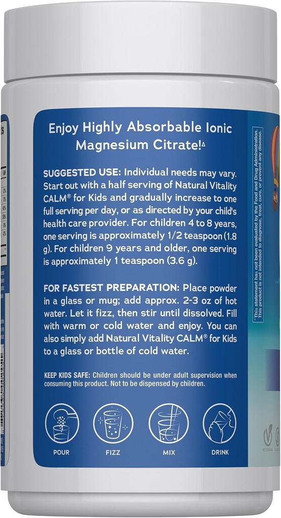 Doğal Vitality Calm Sleep Magnezyum, Citrate, Sleep Aid Drink Mix, GABA, Sleep Aid, Vegan, Gluten Free & Non-GMO, Karma Berry Flavored, 16 oz.