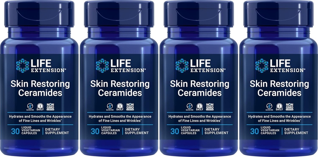 Life Extension Skin Restoring Ceramids, 30 Liquid Vegetarian Capsules (Görünen 5)