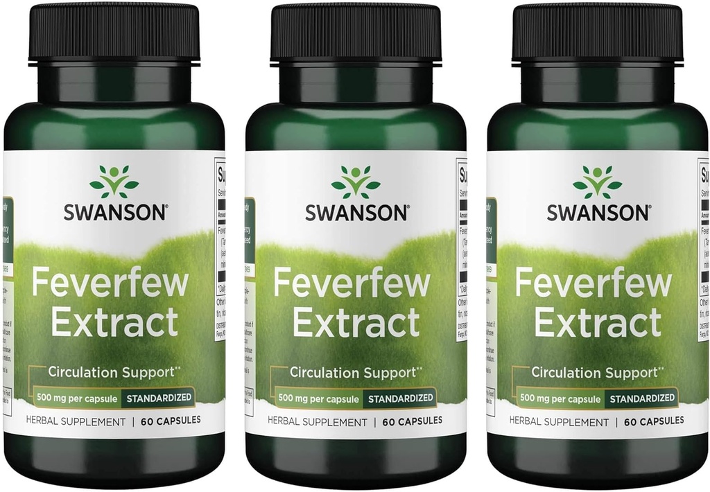 Swanson Feverfew Extract 500 Milligrams 60 Καψάκια (3 Συσκευασία)