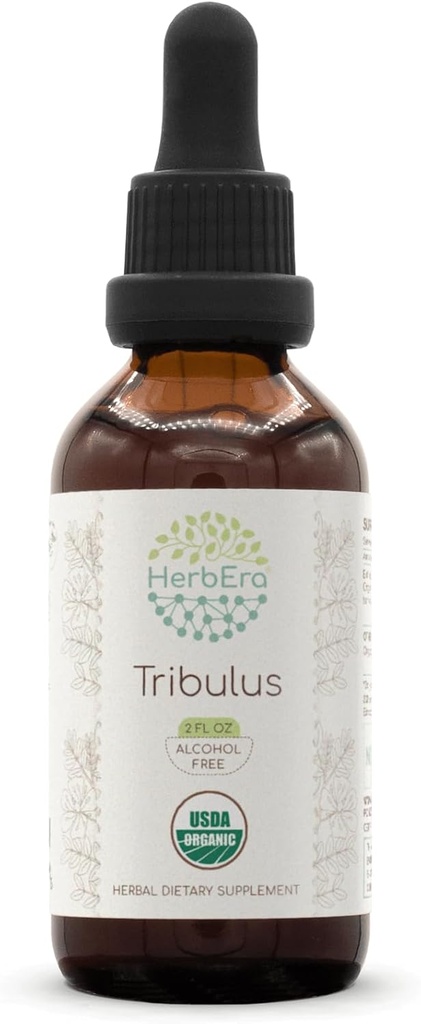 HerbEra Tribulus B60 Alkol-Free Herbal Extract Tincture, Tempd Liquid Drops Natural USDA Organic Tribulus (Tribulus Terrestris) kuru meyve (2 f oz)