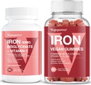 Vegan Demir Gummies + Iron Bisglycinate 30MG | Vegan Demir Supplement Destek Yetişkinler ve Çocuklar için Kan Sağlıklı ve Günlük Enerji - 180 Sayı