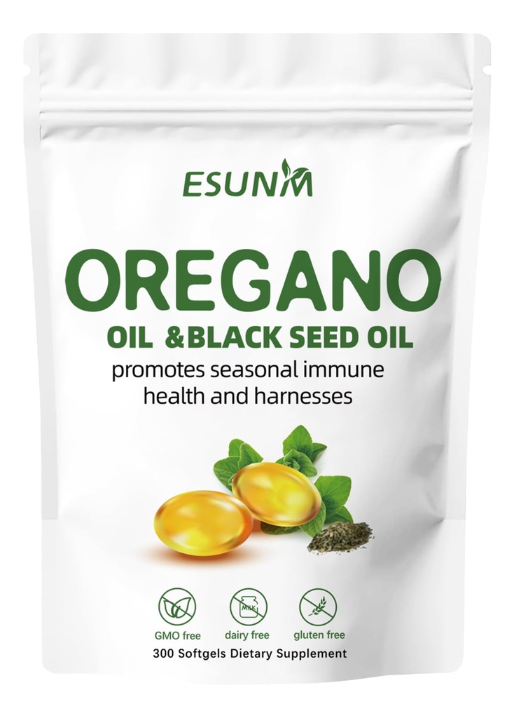 Oregano Softgels, Oregano Oil with Black Seed Oil Promosyons Mevsim Immune Health and Harnesses, Oregano Oil Supplement Capsules, Non-GMO, Gluten Free, 300 Softgel Capsules Diyet