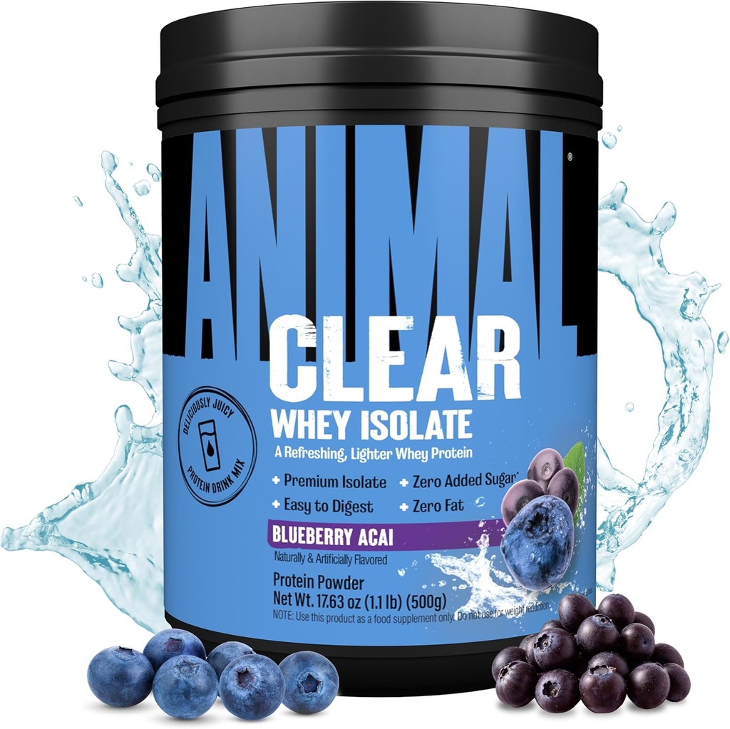Clear Whey Isolate Protein Tozu - Digest ve Mix için kolay, 5g BCAA, Deliciously Juicy, Anytime Drink for Men and Women, Blueberry Acai 500g (20 hizmet)