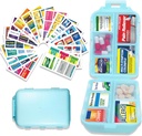 Pill Organizer with Medicine 146 Etiketler Seyahat Günlük Pill Konteyner Mini İlaç Organize Depolama Pill Organizer Travel Essentials Pill Case 7 Day (Mavi, 1 Pack (Large))