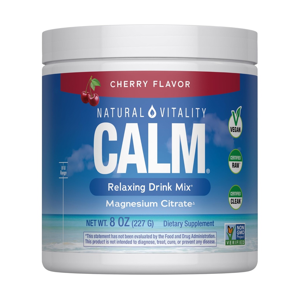 Doğal Vitality Calm, Magnezyum Supplement, Anti-Stress Drink Mix Toz, Gluten Free, Vegan, & Non-GMO, Cherry, 8 ozzz