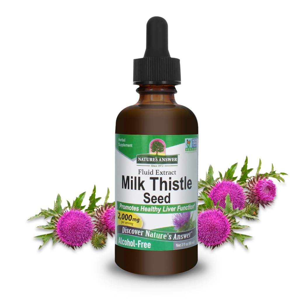 Nature's Reply Milk Thistle 2 Ounce Extract - Χωρίς αλκοόλ, μη ΓΤΟ, συμπλήρωμα στήριξης ήπατος για όλους - Liver Detox, Made in USA