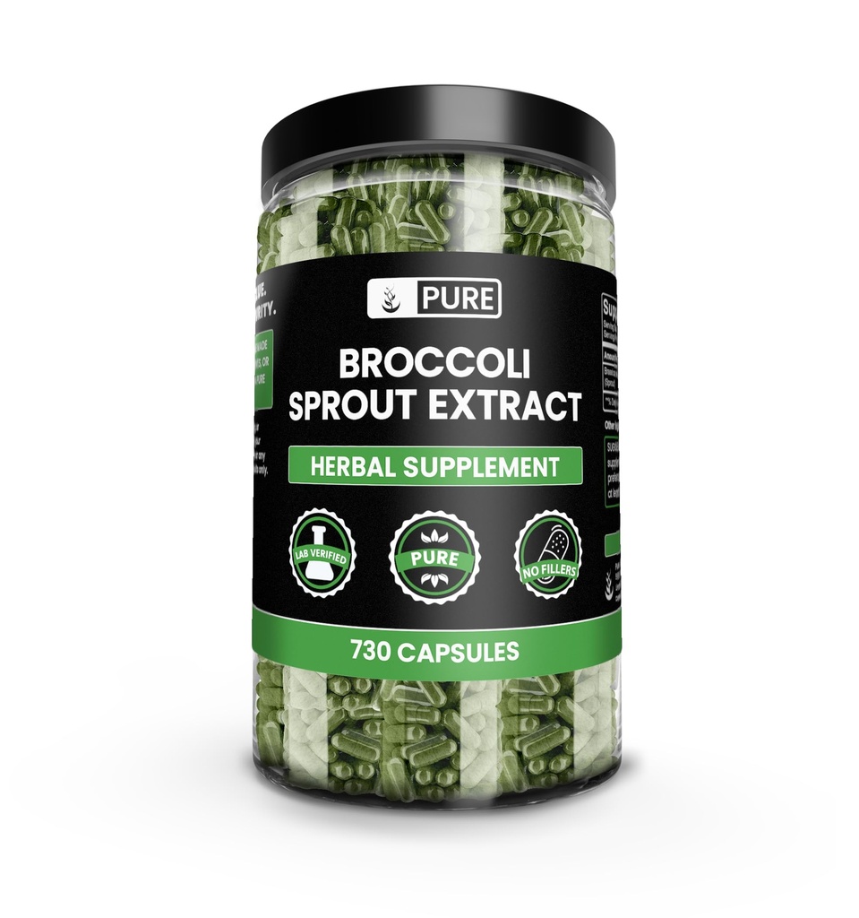 Pure Original Materialss Broccoli Extract (730 Capsules) Magnezyum Or Rice Fillers, Always Pure, Lab TY