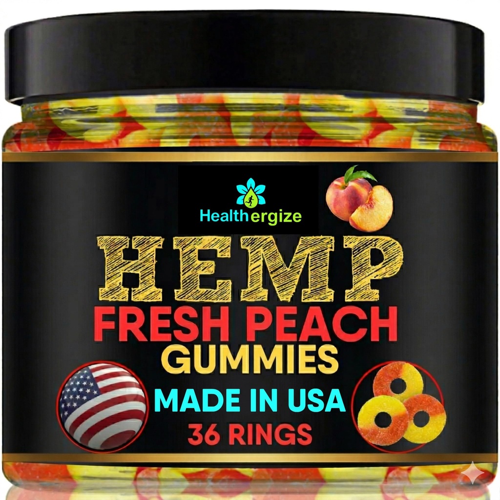 Hemp Gummies-Premium Peach Ring-Fresh ve Full Flavor Gummy Bear Edibles- Natural Hemp Oil-Health Routine and Discomfort-Made in USA