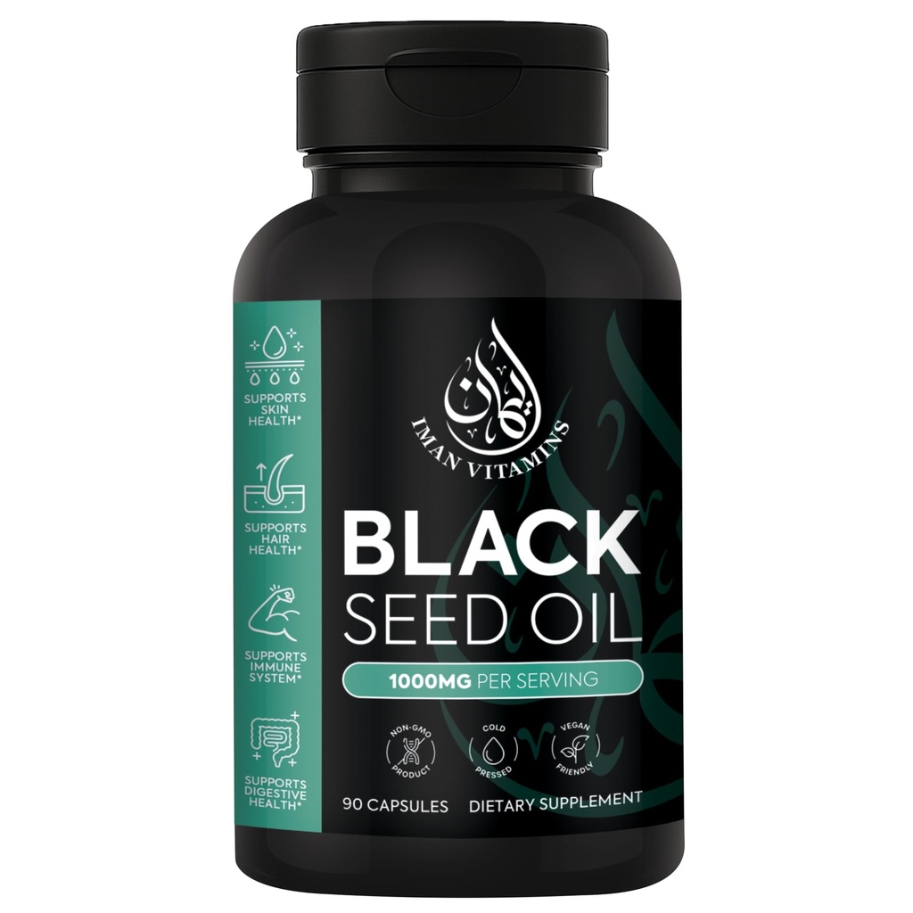 Hell Natural Black Seed Oil Capsules 1000 mg Cold Pressed, Vegan, Non-GMO Nigella Sativa Capsules, Gluten Free Pills | 90 Count, 1000 mg PS