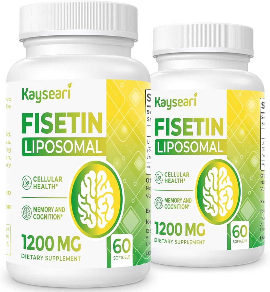 Fisetin 1200 mg Liposomal Fisetin Supplements 98 Pure Fisetin Polyols Antioksis Immunity Health Aging Cognitive Support Non-GMO 120 Capsules