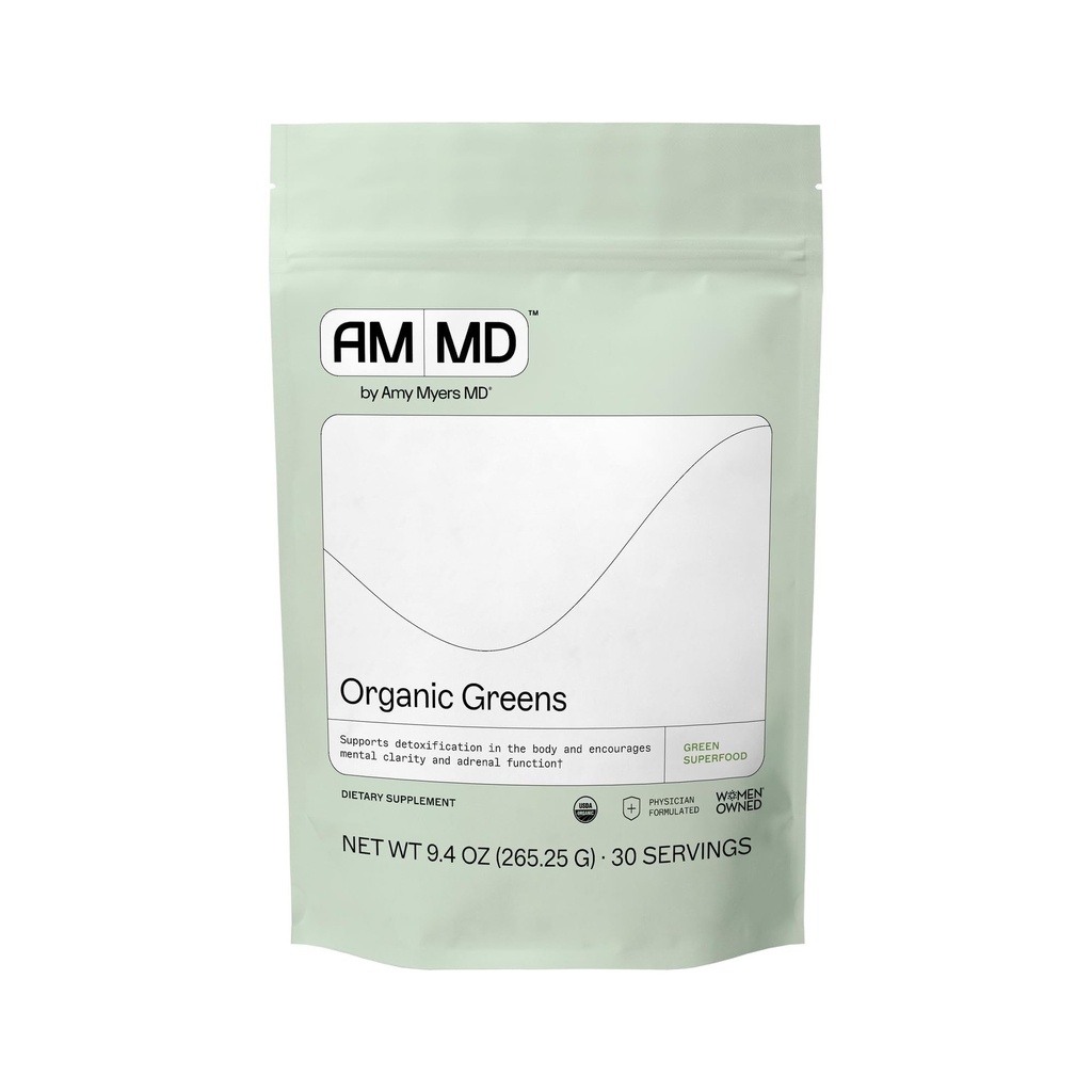Amy Myers MD Organik Yeşiller Toz - Enerji ve Gut Health - USDA Organik Superfood Mix with Spirulina, Chlorella, Barley Grass - 270g (30 hizmet)