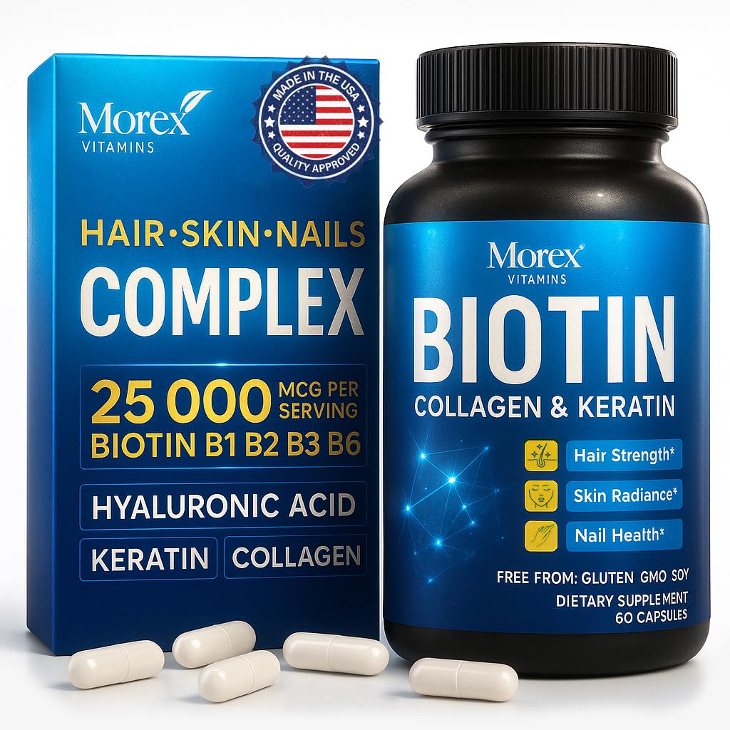 Biotin Keratin & Collagen Capsules - ABD'de yapılan - Doğal Collagen, Keratin & Biotin Saç Büyümesi için Biyotin & Collagen Vitaminleri - Saç Kaybı, Skin & Nails - 60 Caps