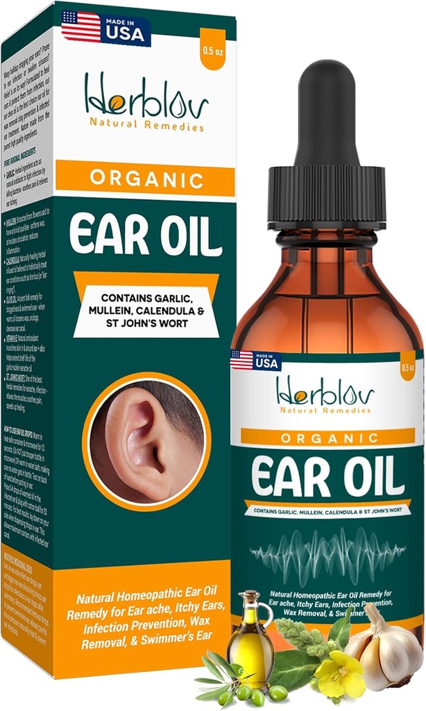 Saç Enfeksiyonları için Organik Kulak Yağı - Enfeksiyon Önleme için Doğal Kulaklar, Mayomer'in Kulak ve Ayı Yoku - Çocuklar, Yetişkinler, Bebek, Köpek Earache Remedy - Mullein, Cal, Calendula, ABD'de Made