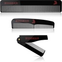 Bossman Acetate Beard, Mustache, & Hair Comb Σετ 3 - Combs για άνδρες με Minimalistic Μαγνητικό Κουτί (7.5-Inch, 5-Inch, 3,5-Inch) - Χαρακτηριστικά Στρογγυλό Δόντια, Δίπτερα Δόντια, και Πτυσσόμενα Σχεδιασμός