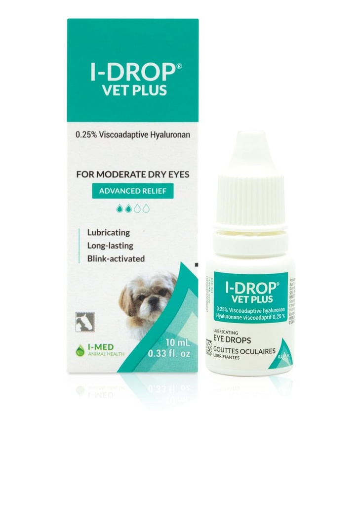 I-DROP VET PLUS: Dog Eye Drops for Pets | Lanet Akut/Sezon Kuru Gözler | Superior Comfort | Uzun Süreli Yardım | Daha Azaluronan | Çok doz Şişe | Bir Şişe 10 ml