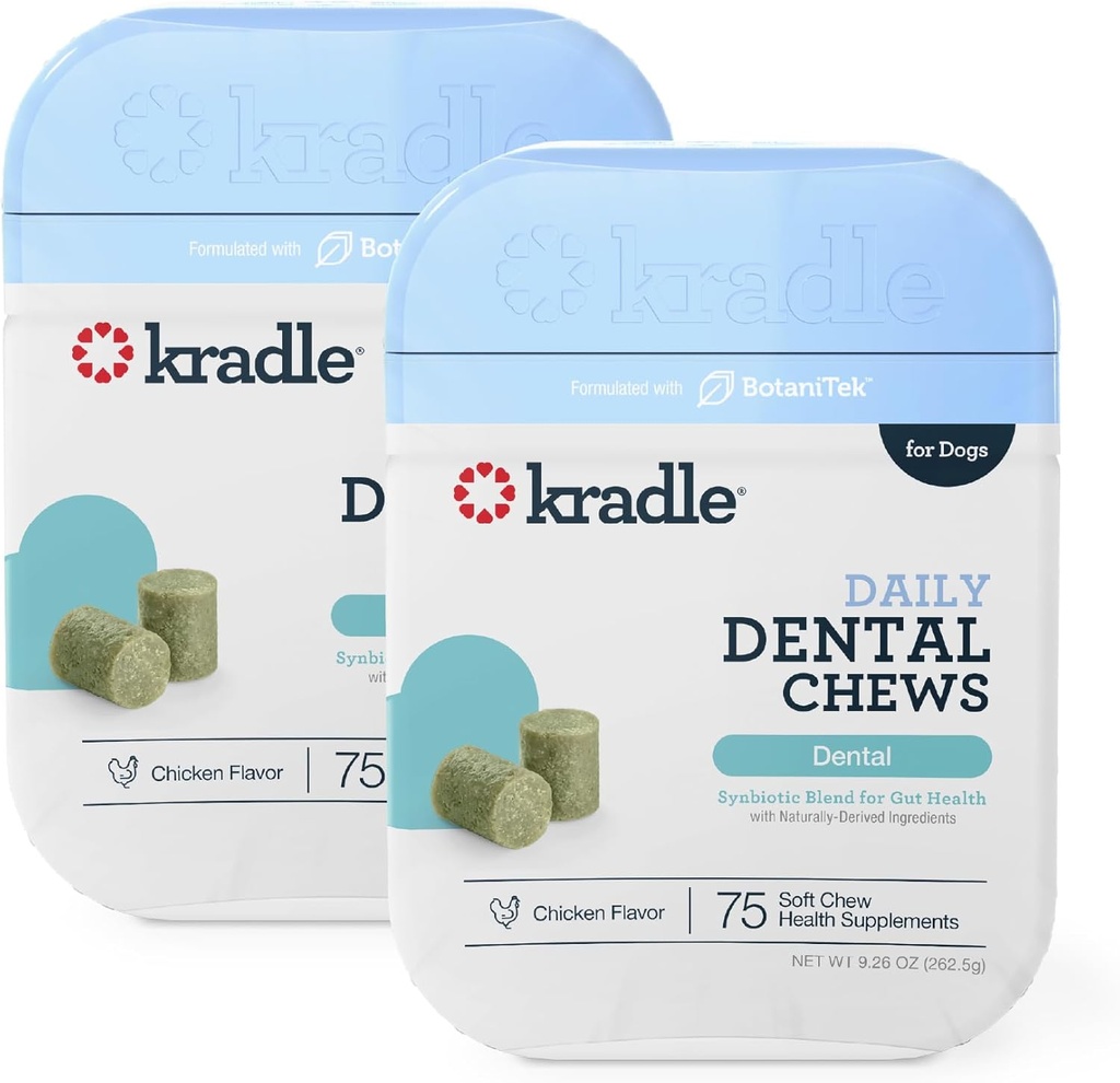 Köpekler için Kradle Diş Chews - Ashwagandha Pyridoksie HCL Toz - Gece Diş Routine - Destekler Rahatlama ve Oral Hijyen - 150 Chews